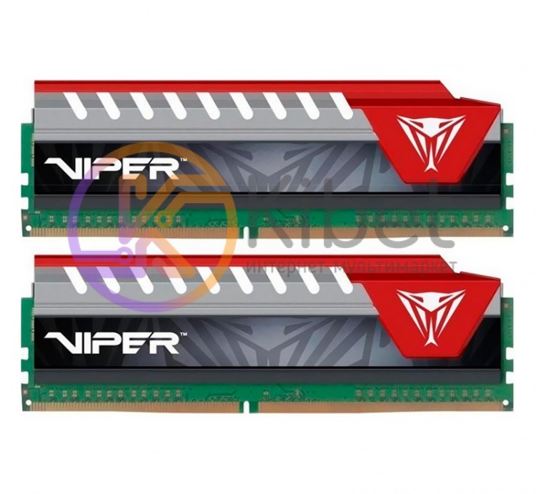 Модуль памяти 4Gb x 2 (8Gb Kit) DDR4, 2400 MHz, Patriot Viper Elite, Grey Red, 1
