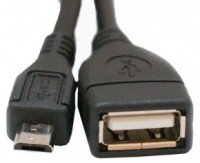 Кабель USB 2.0 - 0.1м AF Micro 5P OTG ATcom удлинитель, черный