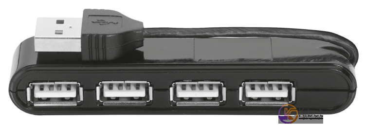 Концентратор USB 2.0 Trust Vecco Mini, Black, 4 порта USB 2.0 (14591)