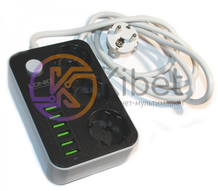 Сетевое зарядное устройство LDNIO, White, 6xUSB, 3.4A, кабель USB - microUSB (