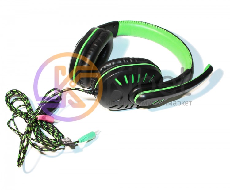 Наушники Esperanza 'Crown', Black Green, 2x3.5 мм, микрофон, 105 дБ, 32 Ом, 2 м