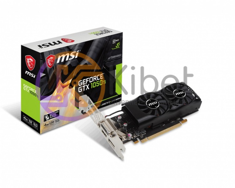 Видеокарта GeForce GTX1050Ti, MSI, 4Gb DDR5, 128-bit, DVI HDMI DP, 1392 7008 MHz
