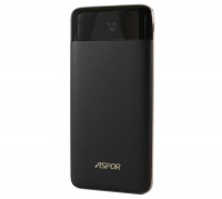 Универсальная мобильная батарея 10000 mAh, Aspor A385 (2.1A, 2USB) Black Gold