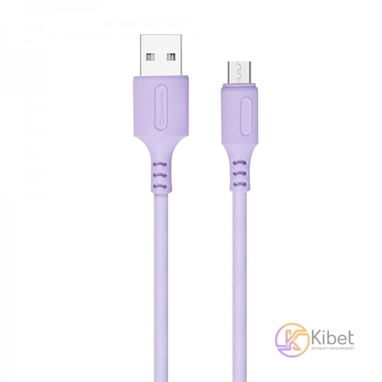 Кабель USB - micro USB 1 м ColorWay Purple, 2.4A (CW-CBUM044-PU)