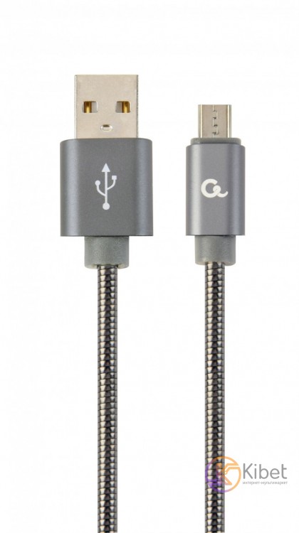 Кабель USB 2.0 - 1.0м AM Micro-B Cablexpert CC-USB2S-AMmBM-1M-BG, премиум, 2.1А,