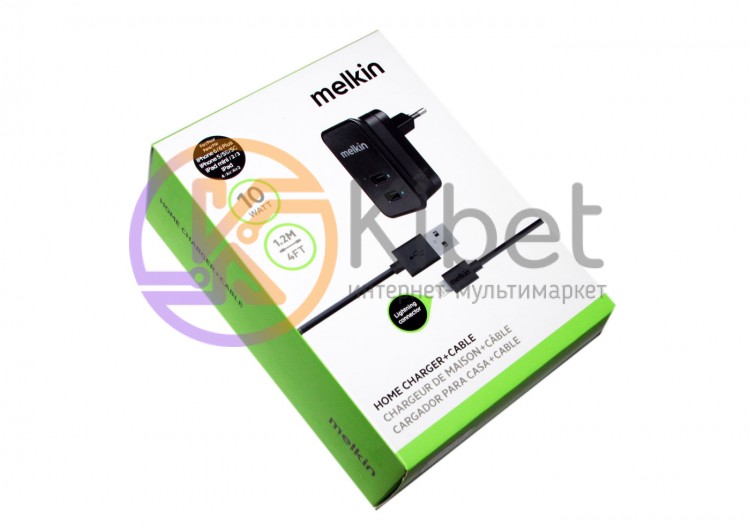 Сетевое зарядное устройство Melkin, Black, 2 x USB, 2.1A, кабель USB - iPhone