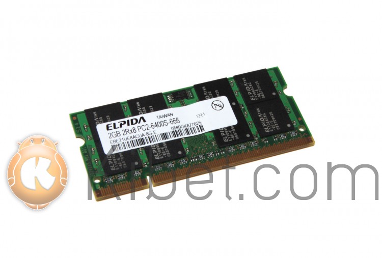 Модуль памяти SO-DIMM, DDR2, 2Gb, 800 MHz, Elpida (EBE21UE8ACUA-8G-E)