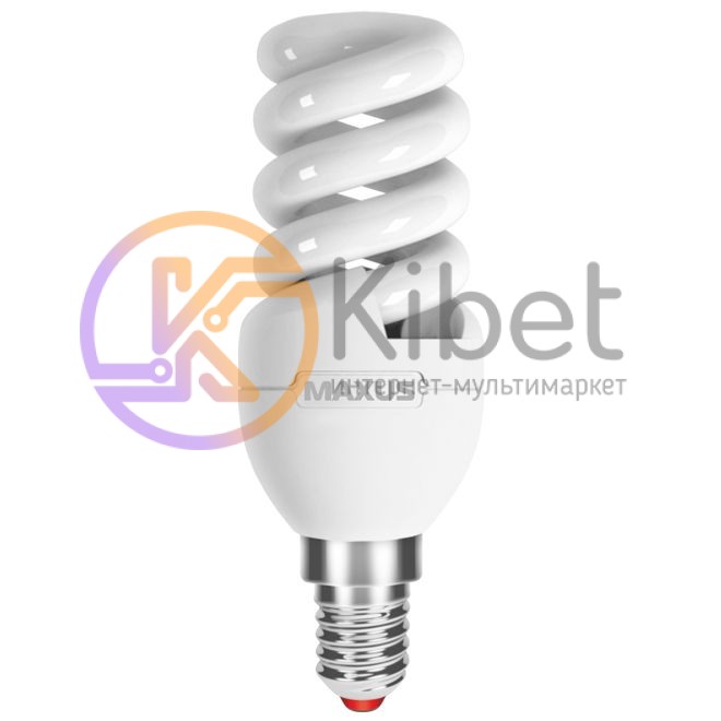 Лампа Maxus T2 Slim Full Spiral, 9W (45 Вт), цоколь E14, 4100K (яркий свет), 1-E