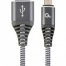 Кабель USB - micro USB 1 м Cablexpert Grey, 2.1А, премиум (CC-USB2B-AMmBM-1M-WB2