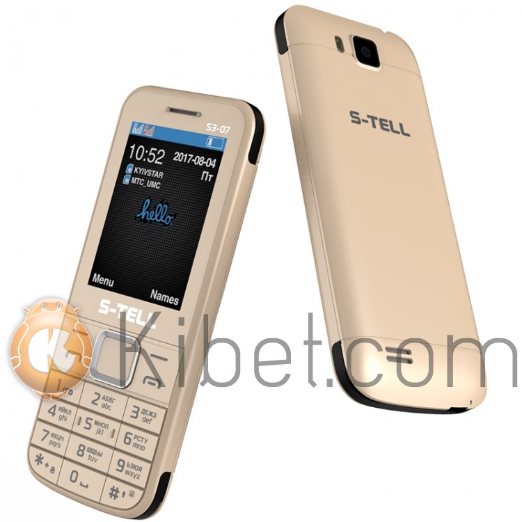 Мобильный телефон S-Tell S3-07 Gold, 2 Sim, 2.4' TFT (128x160), BT, FM, Cam 0.3M