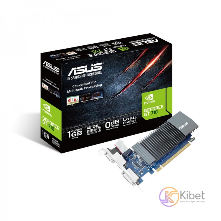 Видеокарта GeForce GT710, Asus, 1Gb GDDR5, 32-bit, VGA DVI HDMI, 902 5010MHz, Si
