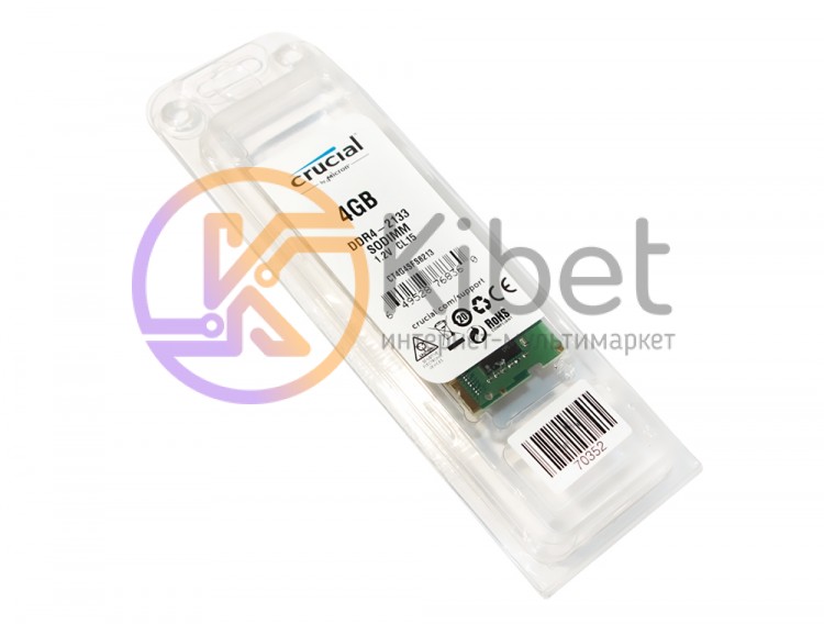Модуль памяти SO-DIMM 4Gb, DDR4, 2133 MHz, Crucial, 1.2V (CT4G4SFS8213)
