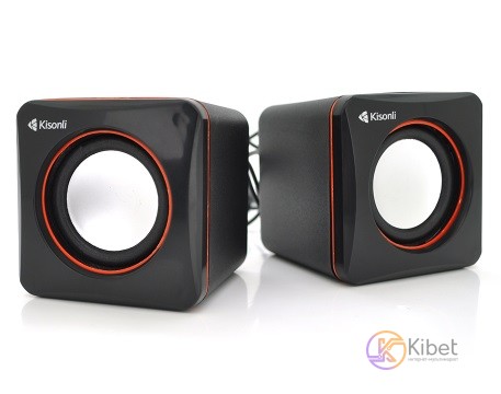 Колонки 2.0 Kisonli V400 Black, 2 x 1.5 Вт, пластиковый корпус, USB + 3.5mm