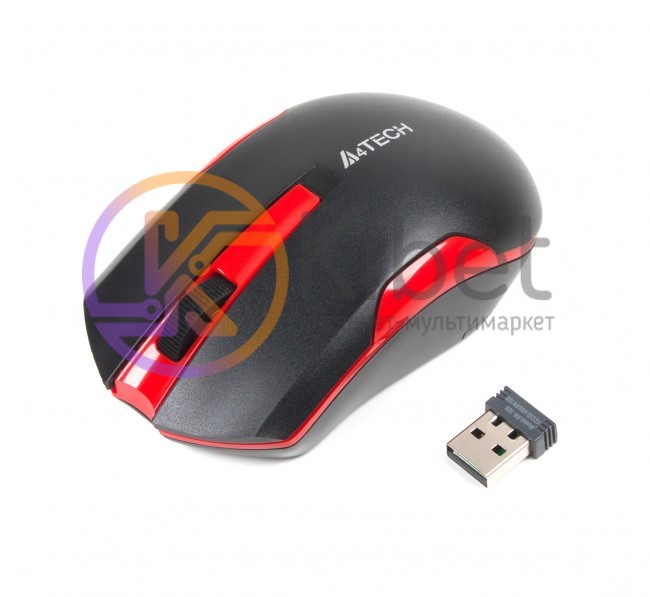 Мышь A4Tech G3-200N, Black Red, USB, беспроводная, оптическая (сенсор V-Track),