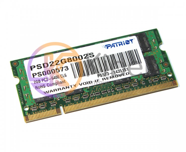 Модуль памяти SO-DIMM 2Gb, DDR2, 800 MHz (PC2-6400), Patriot, 1.8V (PSD22G8002S)