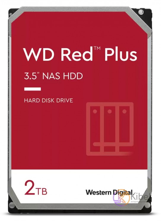 Жесткий диск 3.5' 2Tb Western Digital Red Plus, SATA3, 128Mb, 5400 rpm (WD20EFZX