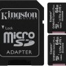 Карта памяти microSDXC, 64Gb, Class10 UHS-1 А1, Kingston R-100MB s, SD адаптер (