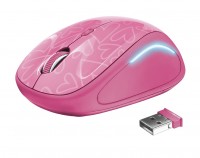 Мышь беспроводная Trust Yvi FX, Pink, оптическая, 800 1600 dpi, 4 кнопки, меняющ