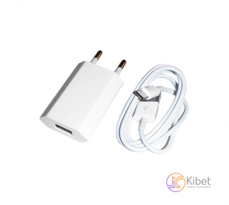 Сетевое зарядное устройство Voltex, White, 1xUSB, 1A, кабель USB - iPhone5