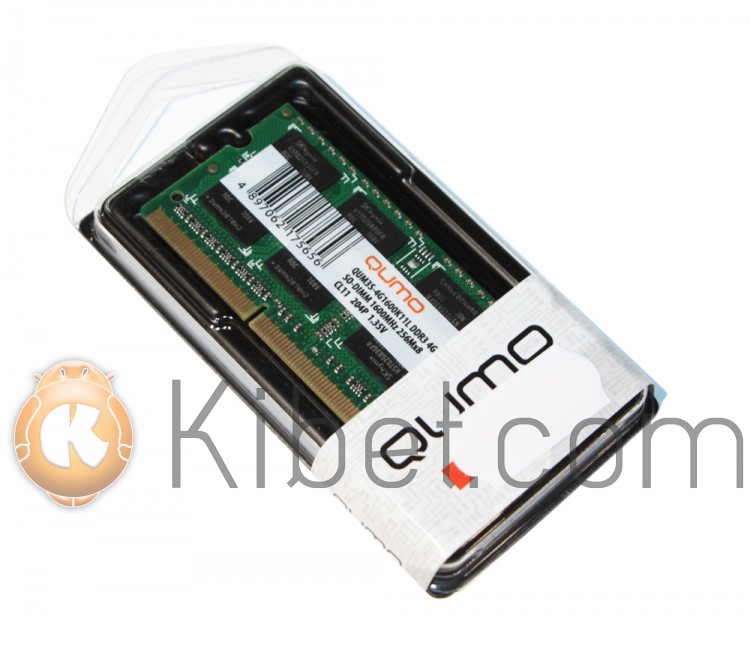 Модуль памяти SO-DIMM 4Gb, DDR3, 1600 MHz (PC3-12800), Qumo, 1.35V (QUM3S-4G1600