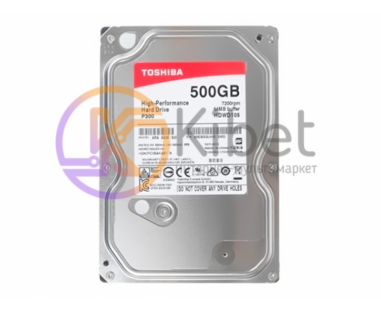 Жесткий диск 3.5' 500Gb Toshiba P300, SATA3, 64Mb, 7200 rpm (HDWD105EZSTA)