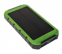 Универсальная мобильная батарея 8000 mAh, Power Bank, Black Green, солнечная пан