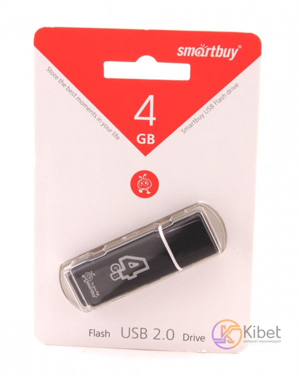 USB Флеш накопитель 4Gb Smartbuy Glossy series Black, SB4GBGS-K