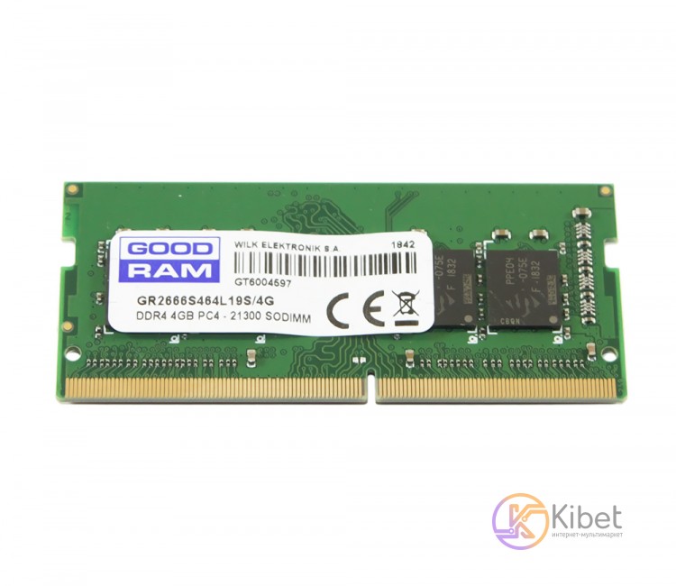 Модуль памяти SO-DIMM 4Gb, DDR4, 2666 MHz, Goodram, 1.2V, CL19 (GR2666S464L19S 4