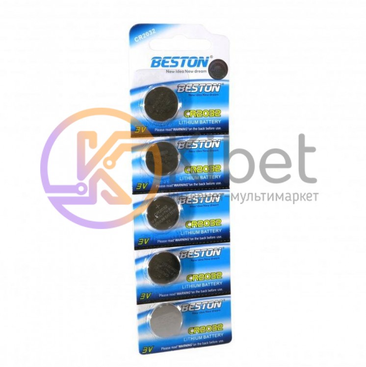 Батарейки CR2032, Beston, 5 шт, Blister Card (AAB1826)