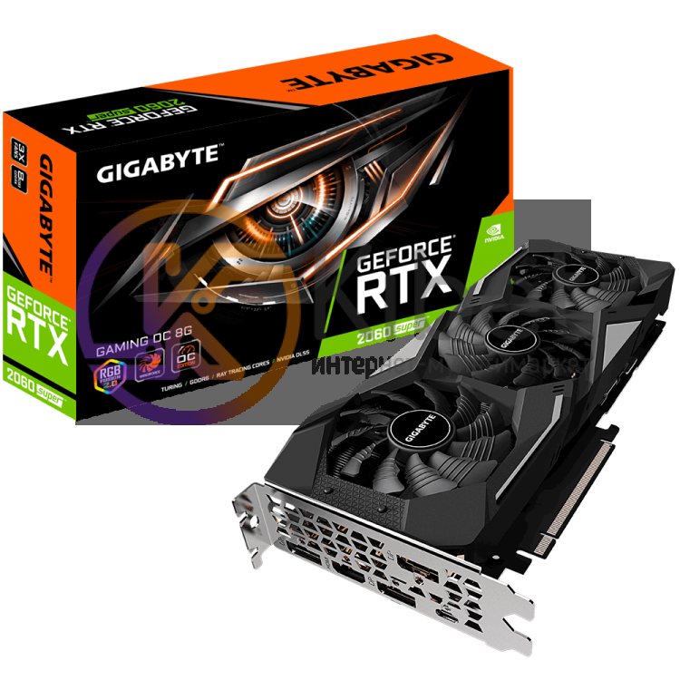 Видеокарта GeForce RTX 2060 SUPER, Gigabyte, GAMING OC, 8Gb DDR6, 256-bit, HDMI