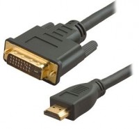 Кабель HDMI на DVI 3 м. 2 ferite черный 24pin пакет