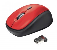 Мышь беспроводная Trust Yvi, Red Black, оптическая, 800 1600 dpi, 4 кнопки, гнез