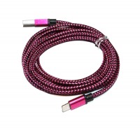 Кабель USB - Lightning, Violet, 2 м, армированный в оплетке, круглый , 3A