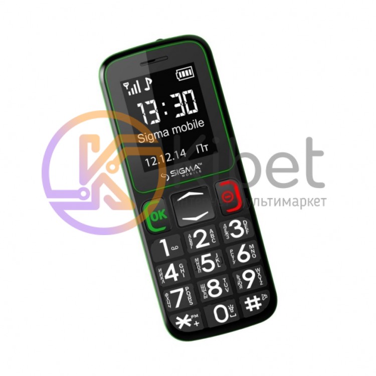 Мобильный телефон Sigma mobile Comfort 50 mini3 Black-Green 'бабушкофон', 2 Sim,