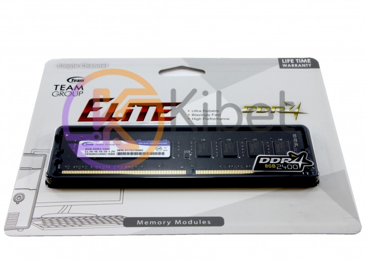 Модуль памяти 8Gb DDR4, 2400 MHz, Team Elite, 16-16-16, 1.2V (TED48G2400C1601)