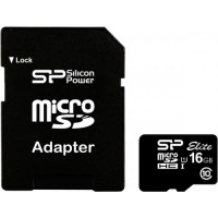 Карта памяти microSDHC, 16Gb, Class10 UHS-I, Silicon Power, SD адаптер (SP016GBS