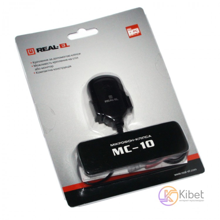 Микрофон REAL-EL MC-10 Black, кабель 1.8 м