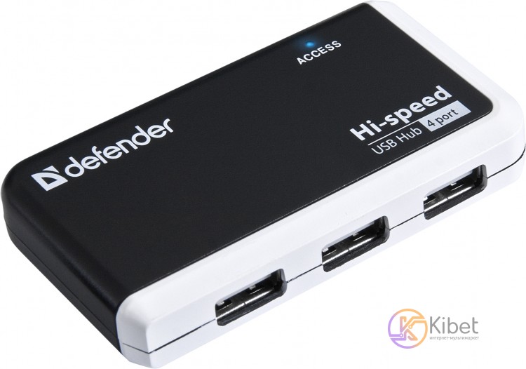 Концентратор USB 2.0 Defender Quadro Infix, White Black, 4xUSB 2.0 (83504)