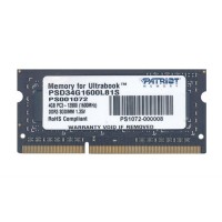 Модуль памяти SO-DIMM, DDR3, 4Gb, 1600 MHz, Patriot, 1.35V (PSD34G1600L81S)