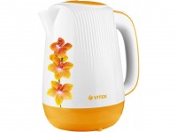 Чайник Vitek VT-7060 White Orange, 2200W, 1.7 л, пластик, дисковый, индикация вк