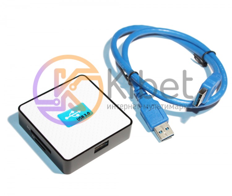 Концентратор USB 3.0, HDH-939, White, SD MMC MS TF M2, USB2.0