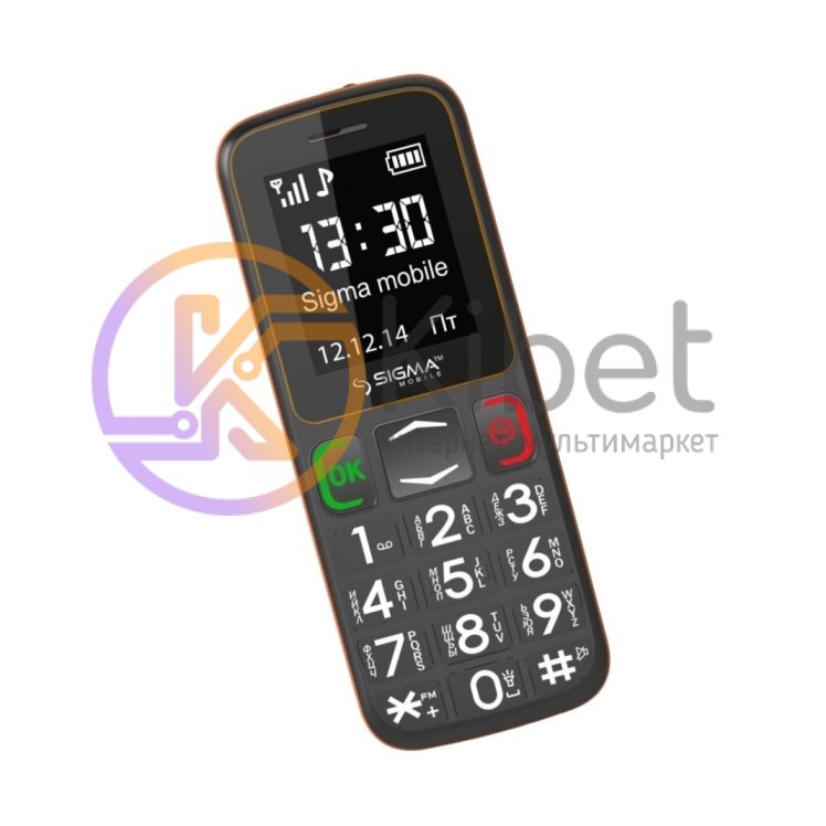 Мобильный телефон Sigma mobile Comfort 50 mini3 Grey-Orange 'бабушкофон', 2 Sim,