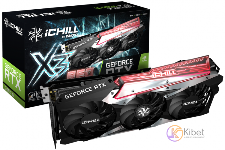 Видеокарта GeForce RTX 3060 Ti, Inno3D, ICHILL X3 RED (Limited Hash Rate), 8Gb G