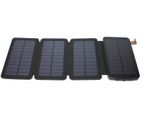 Универсальная мобильная батарея 12000 mAh, Solar (5V 200mA), Black, 2xUSB, 5V 1