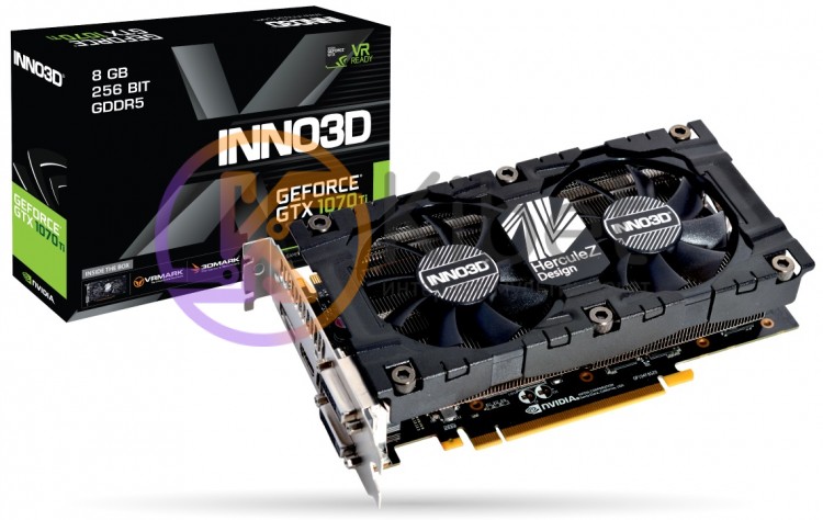 Видеокарта GeForce GTX1070Ti, Inno3D, X2 V2, 8Gb DDR5, 256-bit, DVI HDMI 3xDP, 1