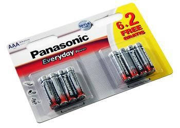 Батарейки AAA, Panasonic Everyday Power, щелочная, 8 шт, 1.5V, Blister (LR03REE