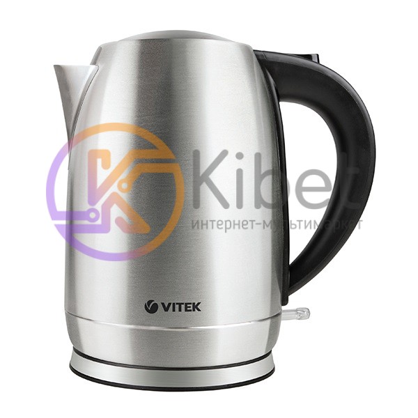 Чайник Vitek VT-7033 Silver Black, 2200W, 1.7 л, нержавеющая сталь, дисковый, ин