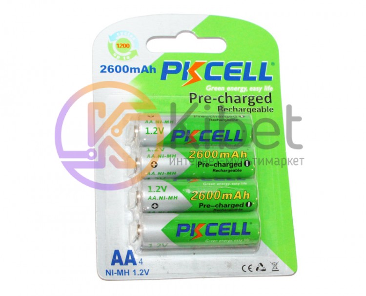 Аккумулятор AA, 2600 mAh, PKCELL, 4 шт, 1.2V, Pre-charged, Blister (546258)