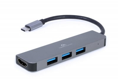 Концентратор Type-C Cablexpert A-CM-COMBO2-01 USB 3.2 х 3 порта, HDMI, металл, с