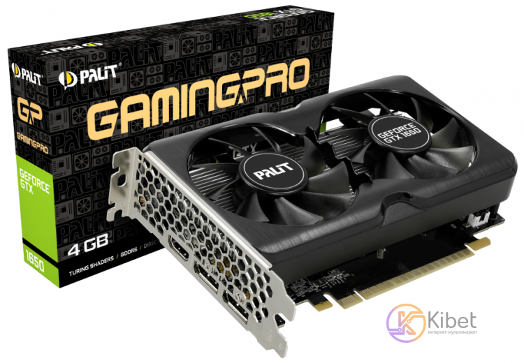 Видеокарта GeForce GTX 1650, Palit, Gaming Pro, 4Gb GDDR6, 128-bit, HDMI 2xDP, 1